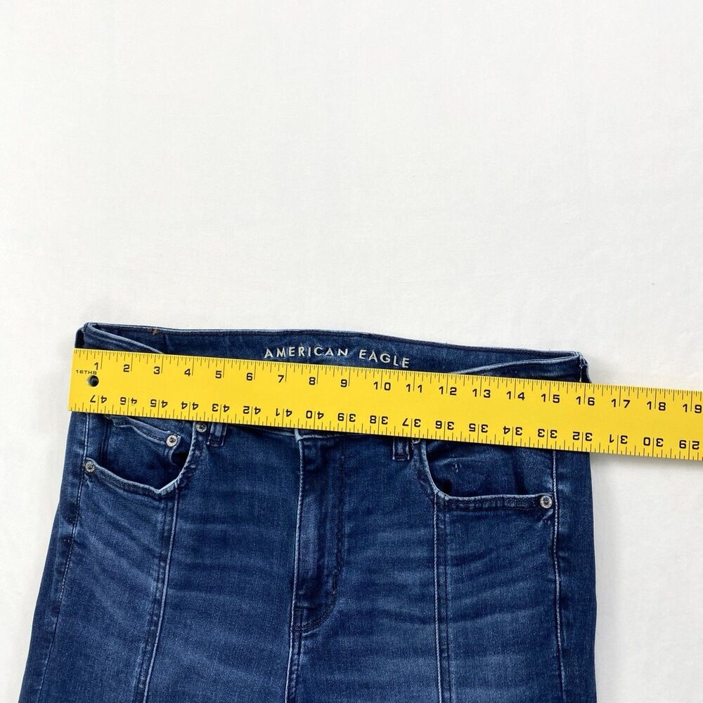 American Eagle Jeans Festival Flare Mid Rise Stretch Denim Womens 12 Blue Hippie - Picture 9 of 13